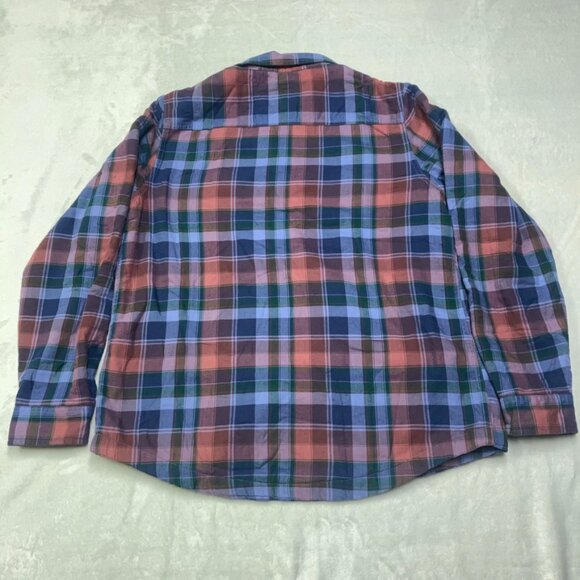 LL Bean Shirt Women's M Fleece-Lined Flannel Shirt Purple Snap-Front Plaid - Picture 3 of 6